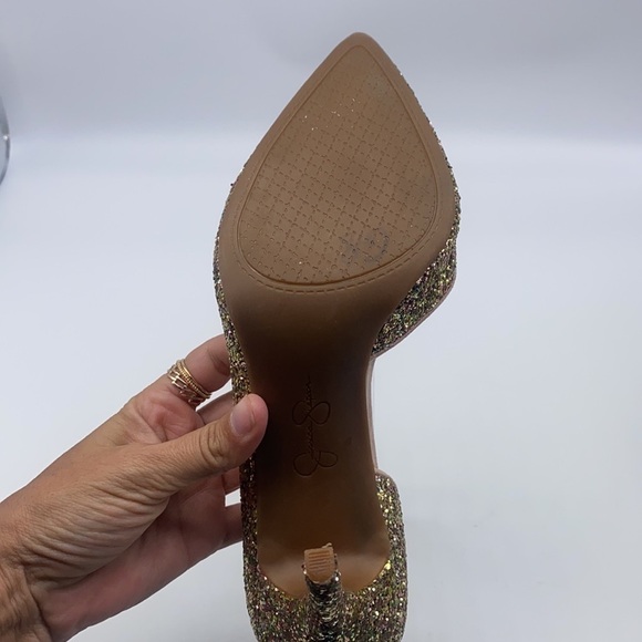 Jessica Simpson - Livvy Dusty Gold Glitter High Heels Size 8 - Picture 8 of 15